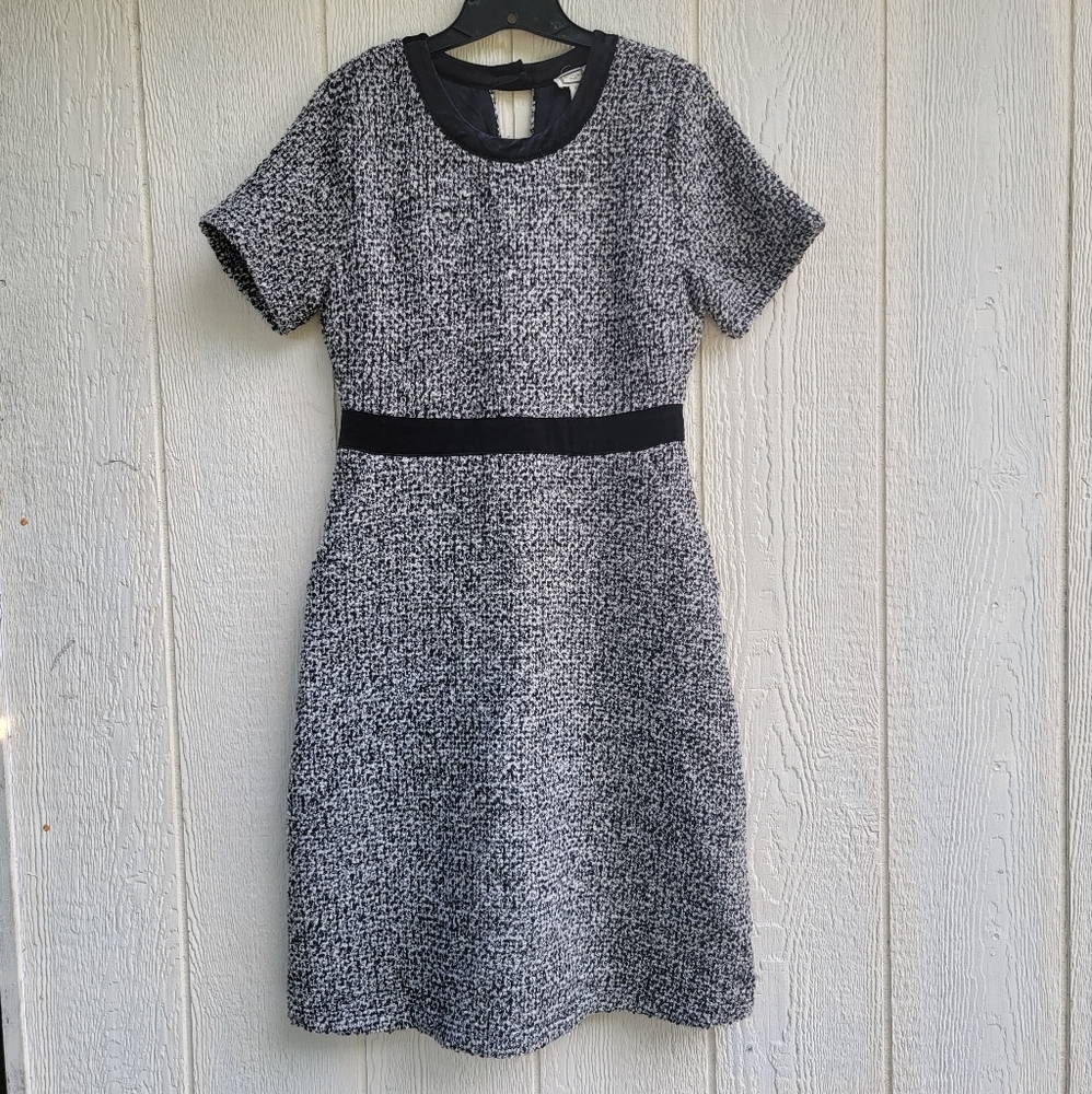 nwt mo:vint blk/wht Sheath dress wool blend sz large